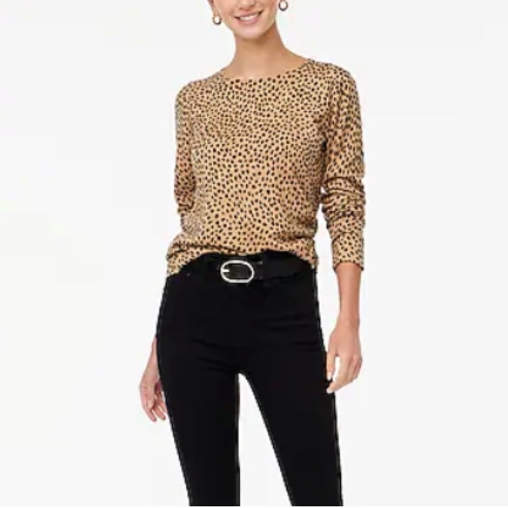 J. Crew Leopard Print Teddie Long Sleeve Sweater Top